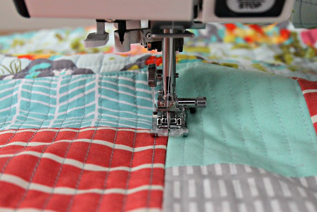 from side to side -- stitch in the ditch