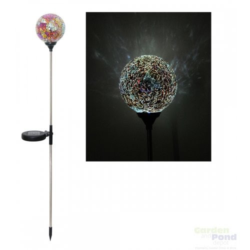 Solar LED Yellow & Pink Mosaic Glass Garden Stake Light