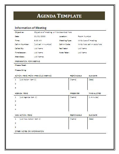 Agenda Template Professional Word Templates Agenda Template Professional Word Templates