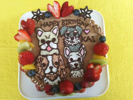 犬のイラストケーキ 館山市 ピース製菓のお菓子便り