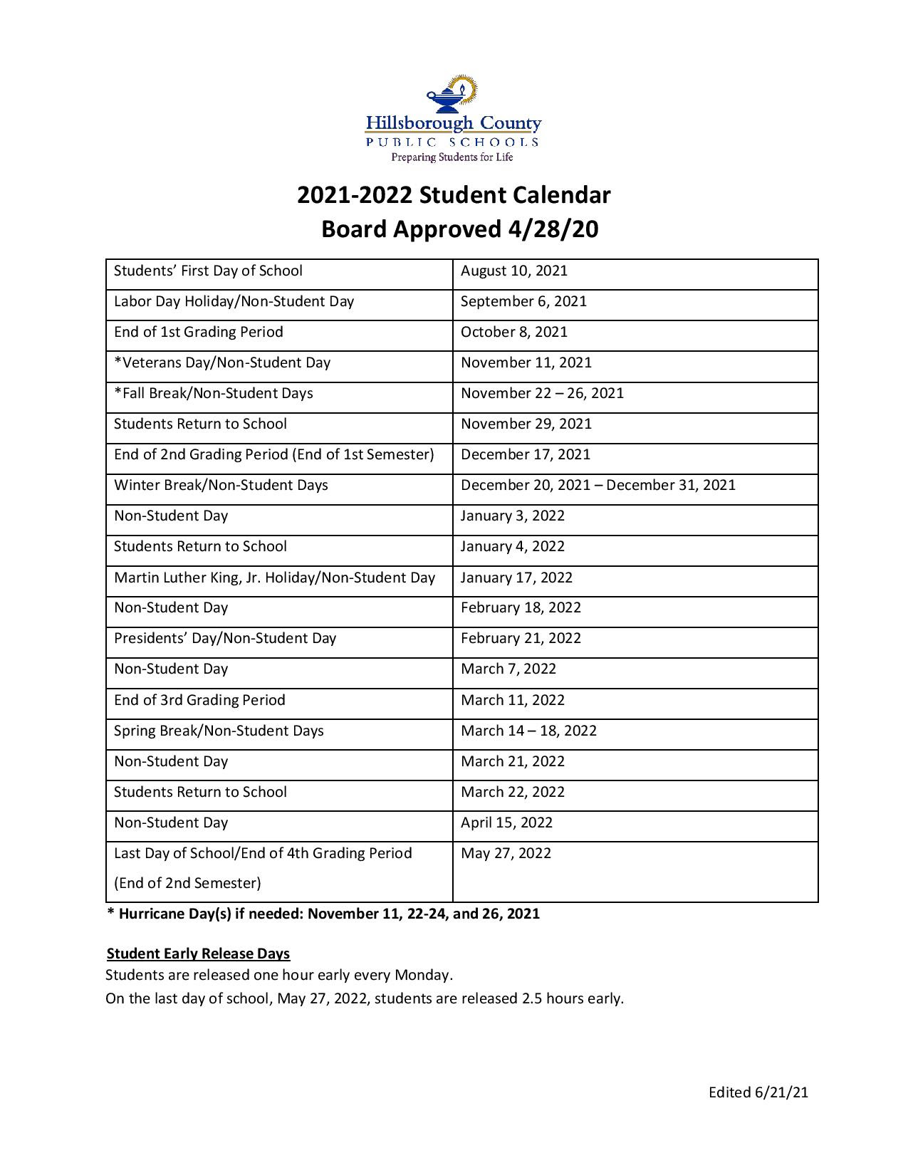 Volusia County School Calendar 2022-2023