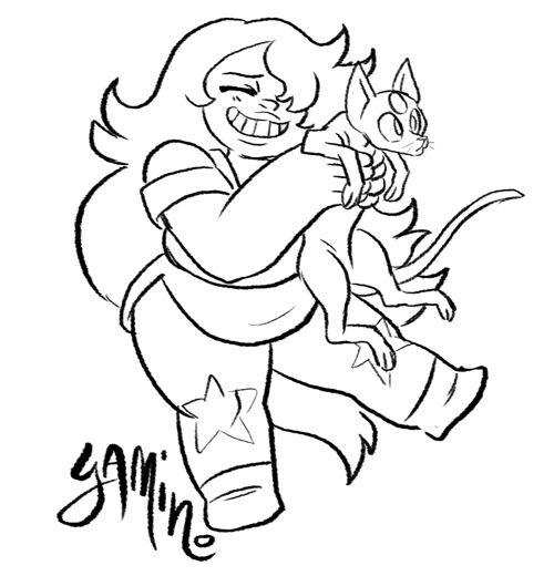 We've gotten to see Amethyst's cat body several times, but what about Pearl's? I imagine her as a Sphinx cat.  (The breed, not the mythological creature.)