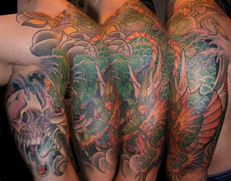 shoulder japanese dragon tattoo  burning monk tattoo