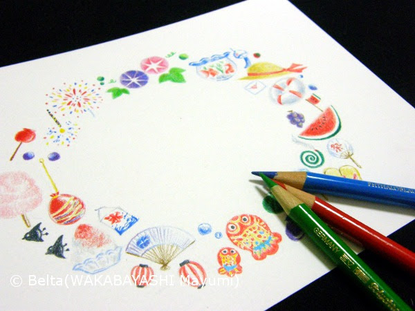 Beltaのcolored Pencil Gallery 色鉛筆ギャラリー イラスト 8月のリース