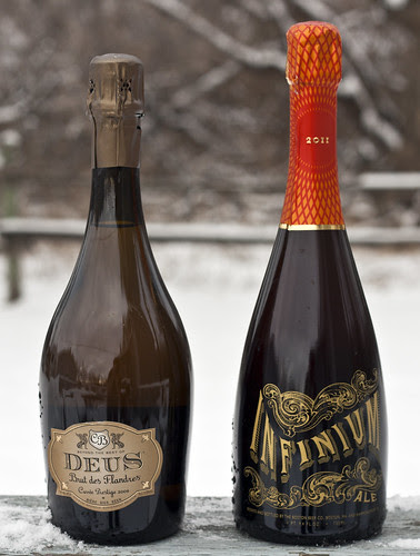 DeuS Brut des Flandres (2009) and Sam Adams' Infinium Ale (2011) by Cody La Bière
