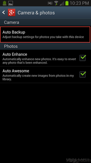 Auto backup photos samsung s4