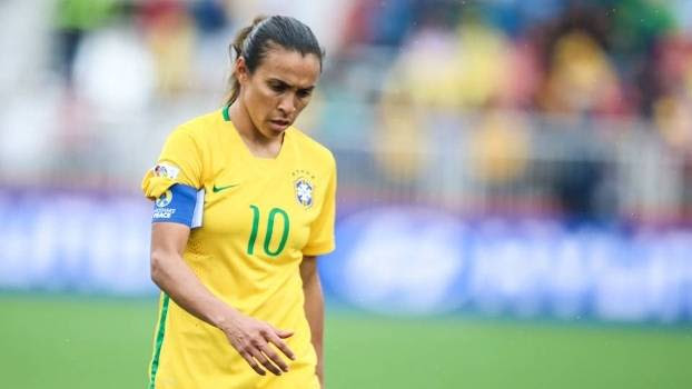 Marta durante  jogo da seleção brasileira contra a Austrália