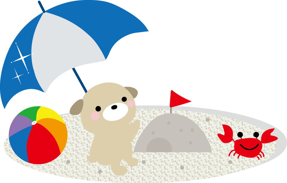 夏のビーチのイラスト海の砂浜 無料イラスト