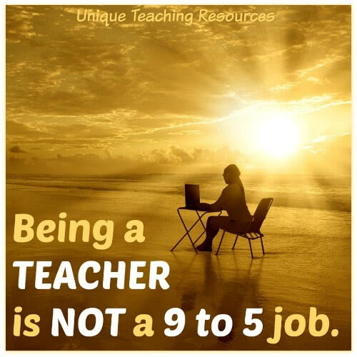 Tired teacher working on beach on weekend.