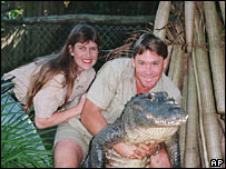 Steve Irwin with his wife, Terri, in 1999