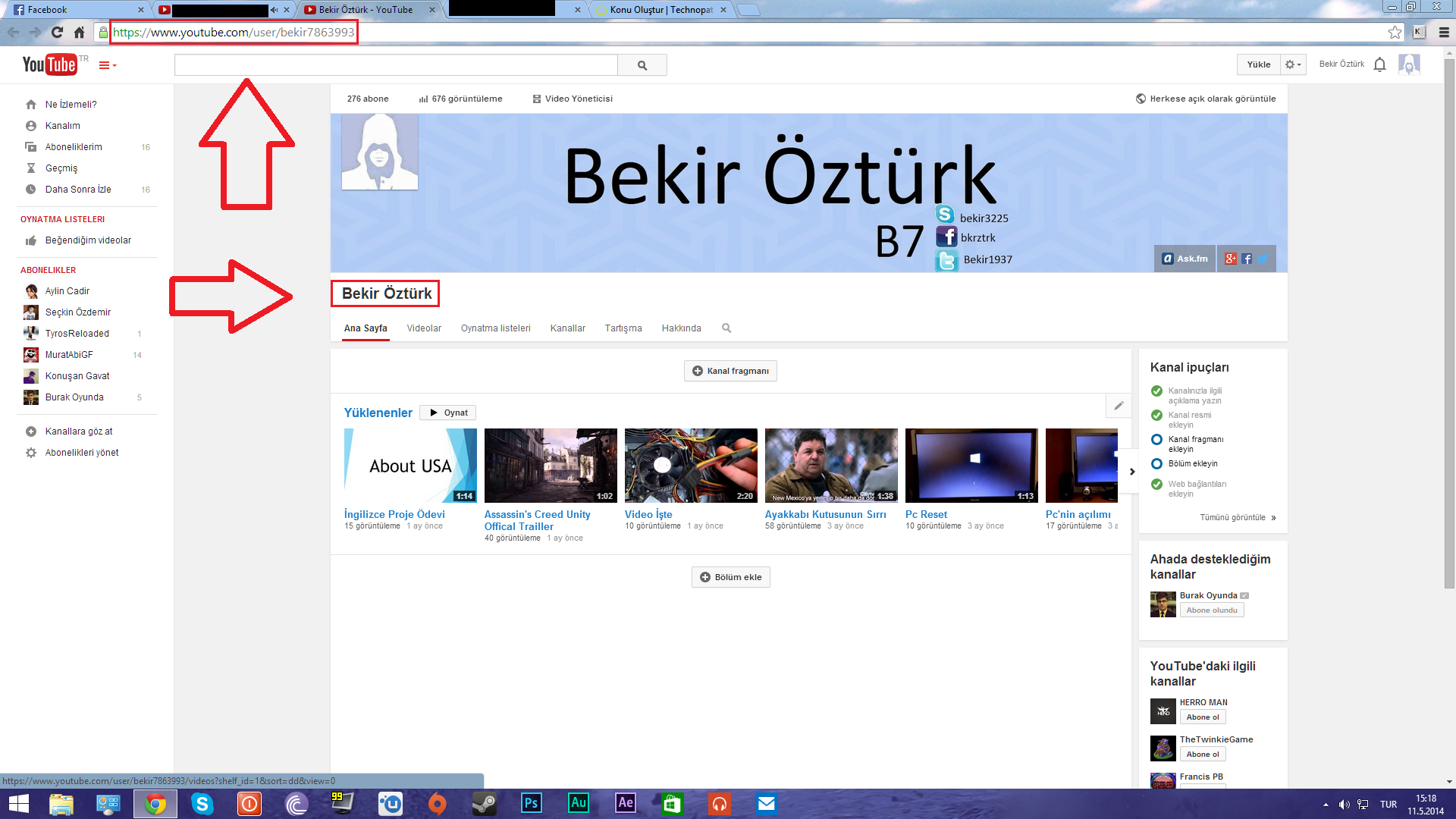 Youtube kanal url değiştirme