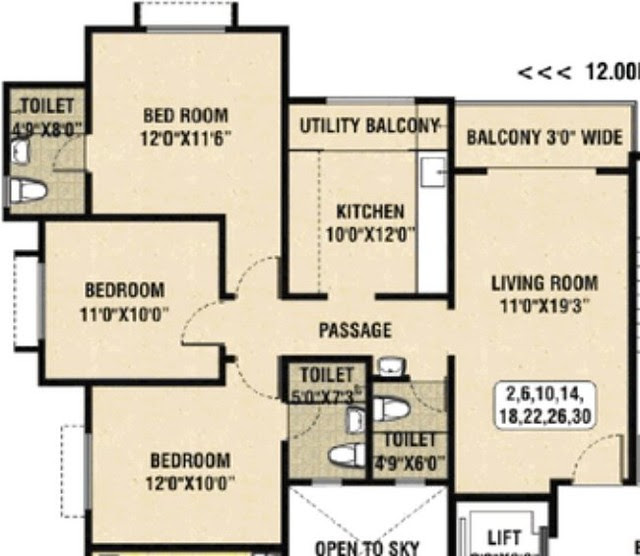 Dwarka Chakan Sector3 - 3 BHK Flat - 944 Carpet