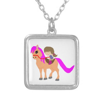Walking on my pony silver plated necklace