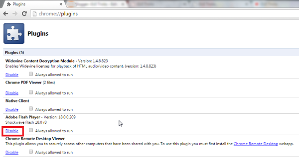 Disable Adobe Flash Player In Chrome, Firefox And Opera