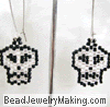 This Beaded Halloween skull Earrings was created using silver white and black Japanese seed beads, adopting the technique of Peyote stitch.