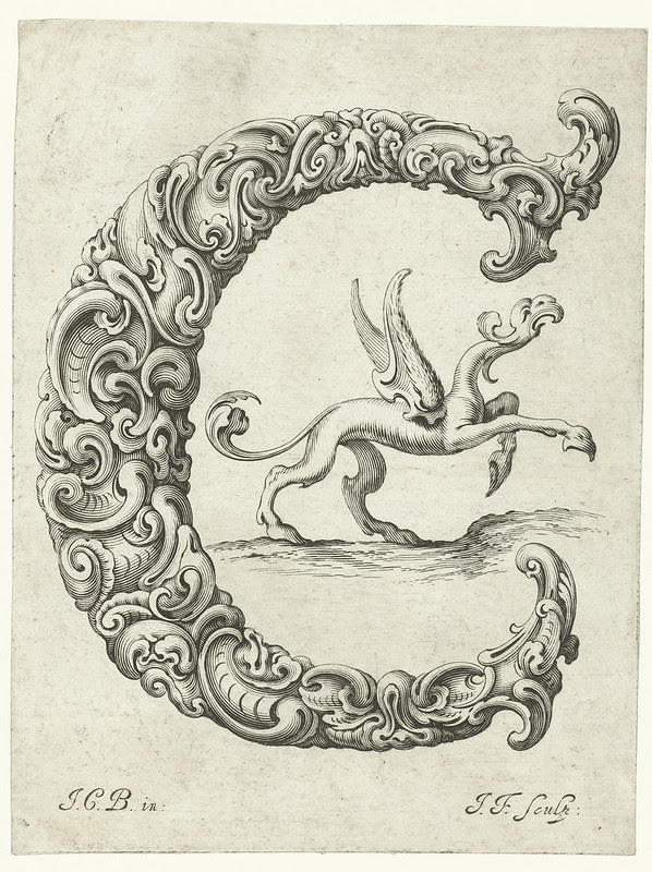 Letter 'C' - baroque fantasy design (Bierpfaff + Falck, 1656)
