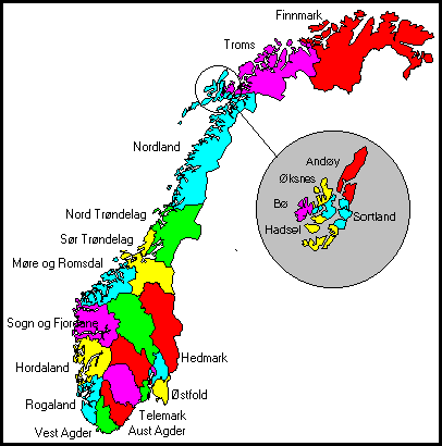 Kart Map Over Norge Norway