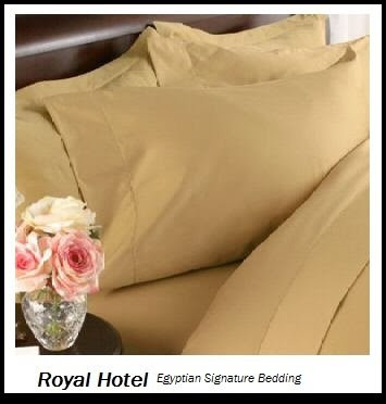 Royal Hotel's Solid Gold 300-Thread-Count 4pc King Bed Sheet Set 100-Percent Egyptian Cotton, Sateen Solid, Deep Pocket, 100% Cotton On Sale