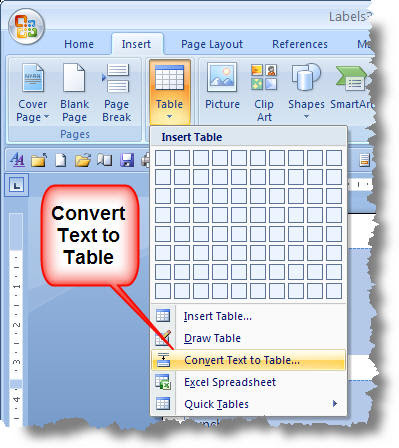 Convert Word labels to a mail merge data source