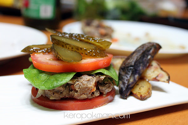 Home made burger meal