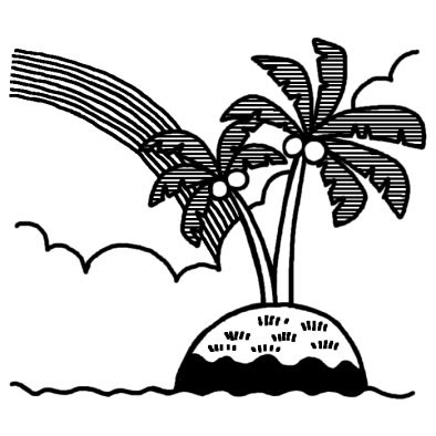 南の島 夏の情景 夏のイラスト 無料 白黒イラスト素材