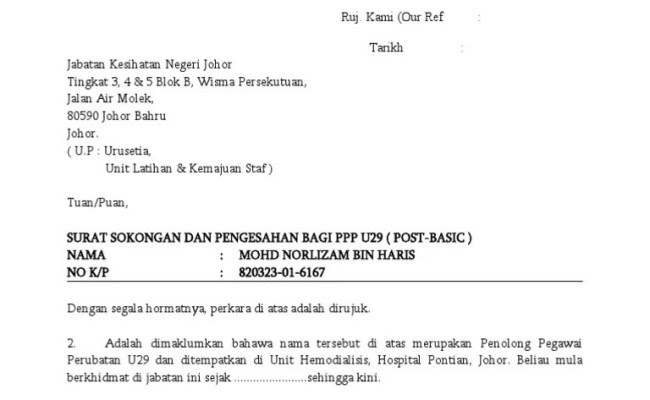 A ketua kampung penghulu yang. Perakuan Contoh Surat Sokongan Ketua Jabatan Otosection