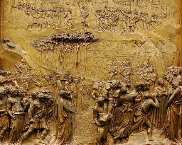 Toma de Jericó retratada en la Puerta del Paraíso, Baptisterio de Florencia, Italia. Obra del escultor y orfebre italiano Lorenzo Ghiberti, 1452.