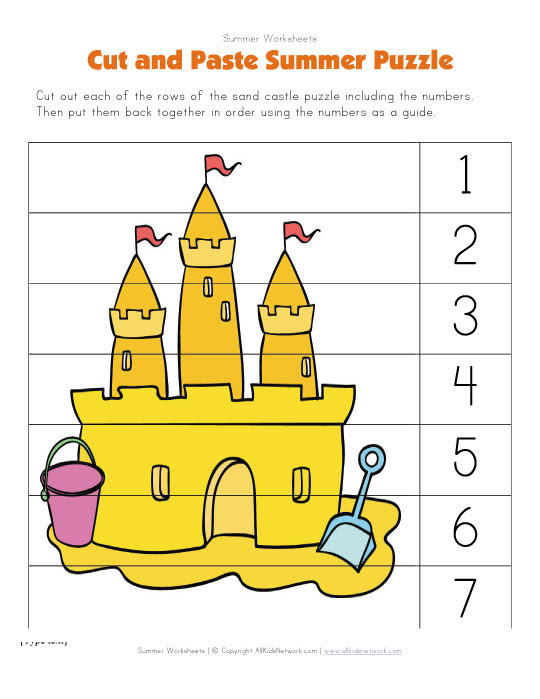 summer cut and paste puzzle