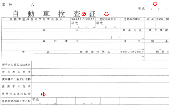富山車庫証明 名義変更手続きセンター車検証の見方 日付欄 富山車庫証明 名義変更手続きセンター