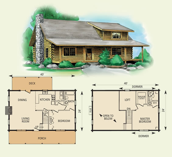 Log Cabin Floor Plans with Loft