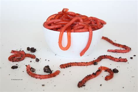 Pour it, squeeze it, and even eat it! Halloween Party Food Jello Worms Recipe