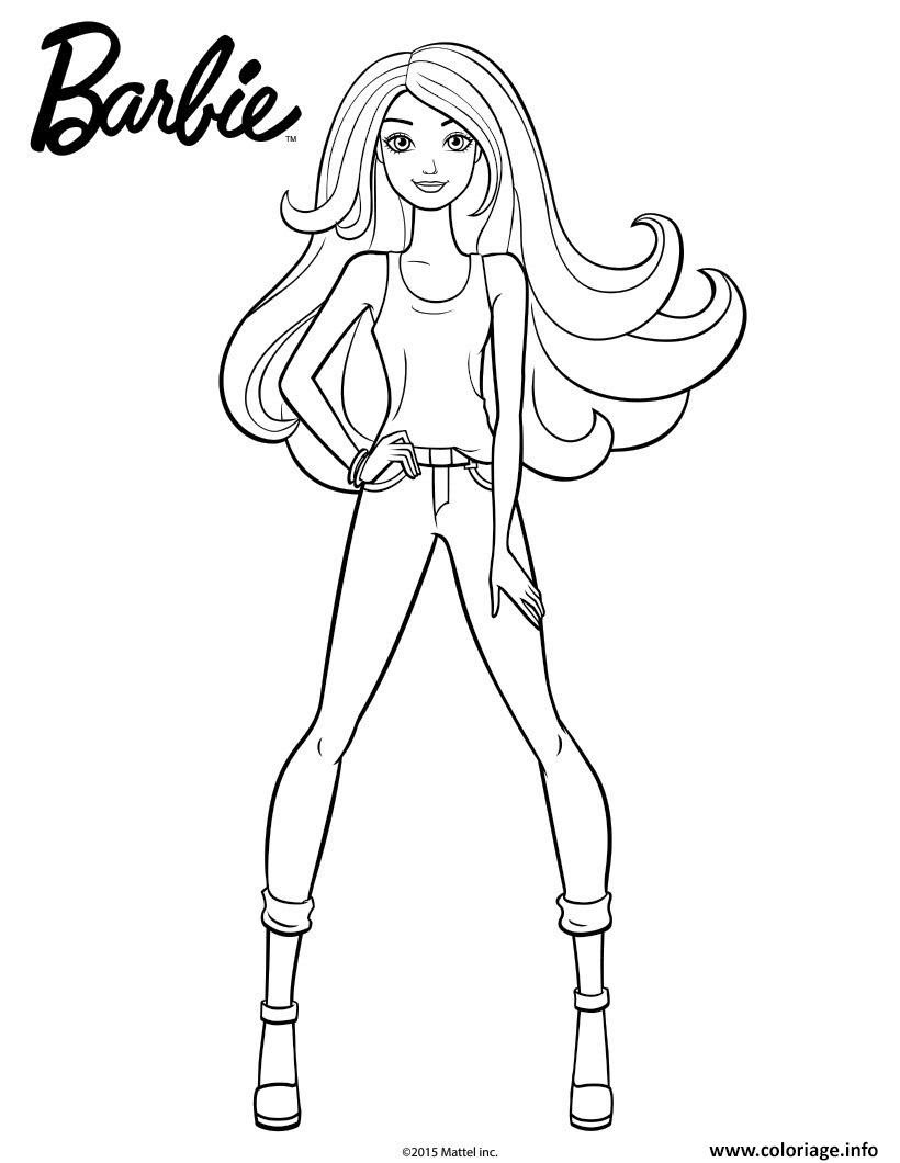 Coloriage barbie en debardeur et leggins