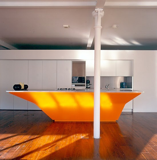 a em orange kitchen island