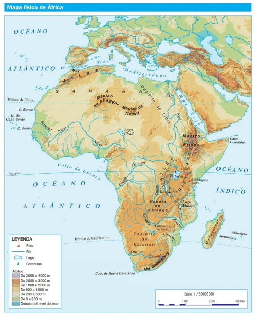 MAPA FÍSICO DE ÁFRICA