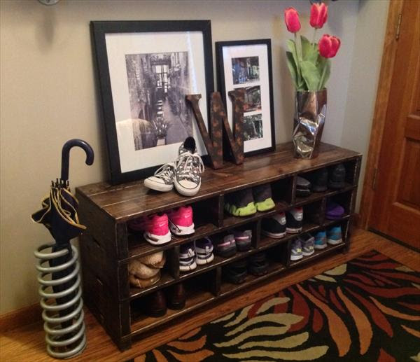 DIY Pallet Wood Shoe Rack | Pallet Furniture Plans