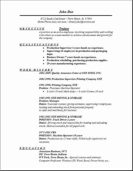 Trainee Resume, Occupational:examples, samples Free edit ...