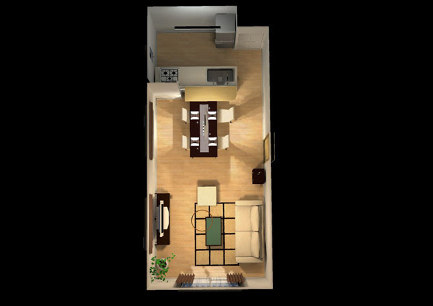 広めのi型リビングダイニングのレイアウト例 部屋のレイアウト