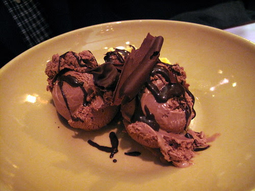 Dark and White Chocolate Ice Cream with Housemade Chocolate Sauce