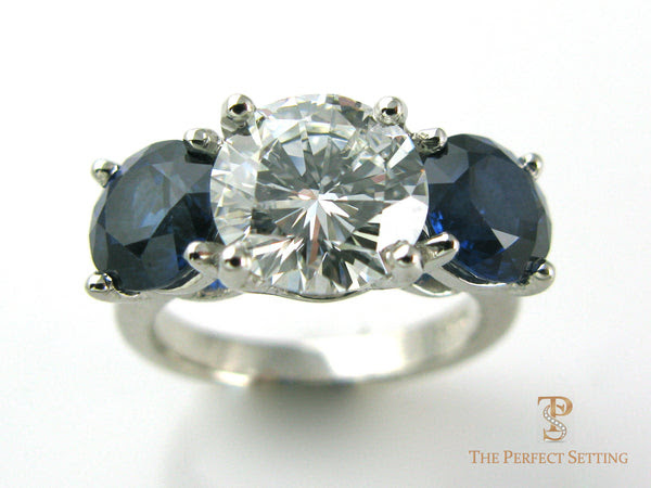 Home â Three Stone Diamond Sapphire Ring