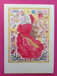 Santa Toys Christmas card by Catinka Knoth