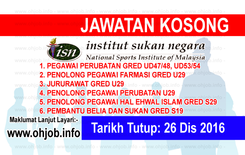 Jawatan Kerja Kosong Institut Sukan Negara (ISN) logo www.ohjob.info disember 2016