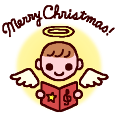 クリスマスロゴ入 カラー 天使 ミニカット クリスマス 無料イラスト素材