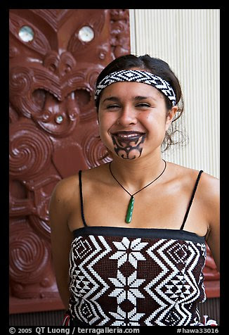 Maori woman with facial tatoo
