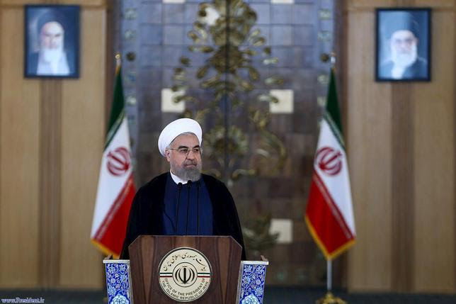 Iran's President Hassan Rouhani delivers a speech to the nation in Tehran, Iran July 14, 2015. REUTERS President.ir/Handout