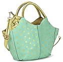Melie Bianco Kelly Polka Dot Top Handle Cross Body Satchel handbag for Women with Removable Insert Small Quilted Gold Tote, mint, One size