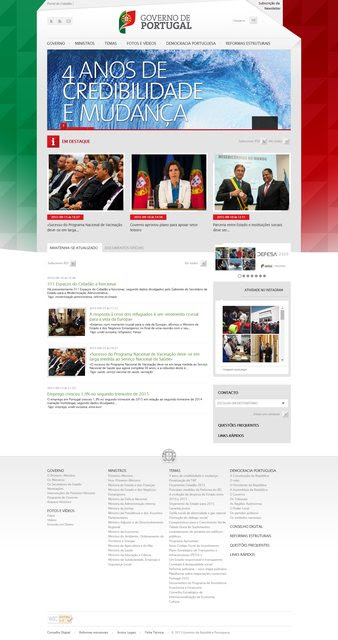 Site do governo de Portugal a entrar na campanha eleitoral