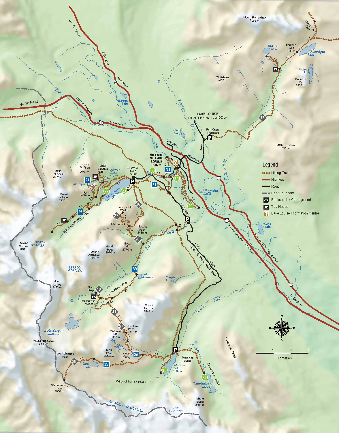 Map Of Lake Louise Area