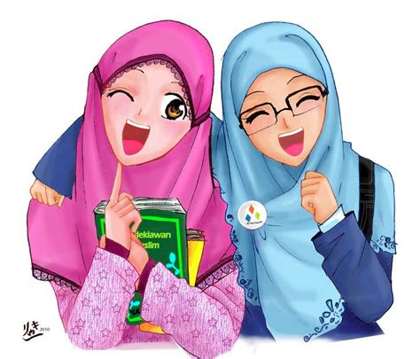 gambar kartun muslimah comel  lucu azhanco