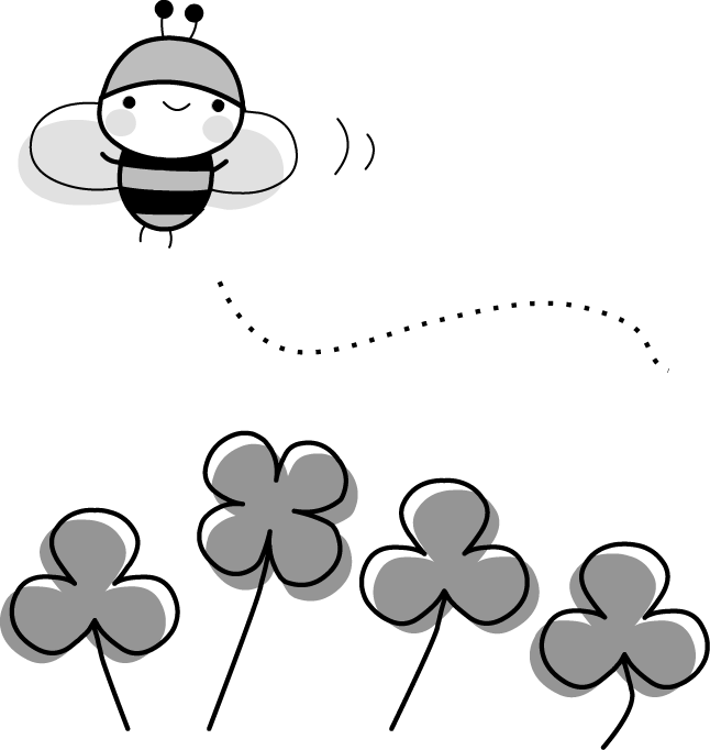 クローバーとみつばちのイラスト 無料イラスト フリー素材