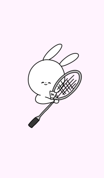 バドミントンと笑顔のかわいいうさぎ Line着せかえ 360円